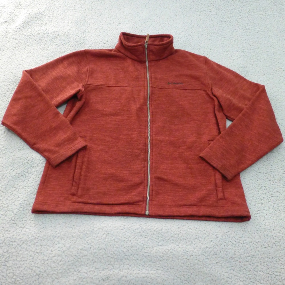 Columbia Jacket Mens XL Full Zip Fleece Rust Red Heathered Mock Neck Outdoor